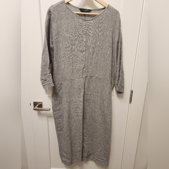 Eva's Sunday EVASSUNDAY grey linen Leah dress - Picture 4 of 9